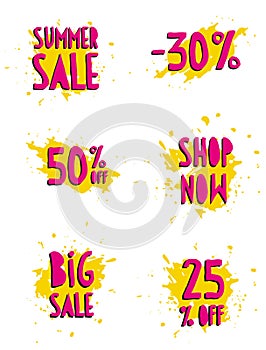 Summer Sale, Shop Now, Big Sale and 30, 50 and 25% off Discount.