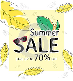 Summer sale template banner, Special offer at discount up to 70% off.