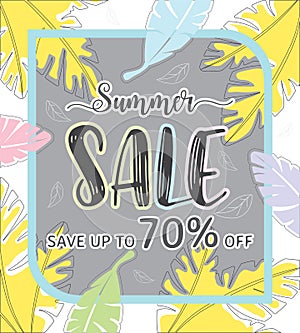 Summer sale template banner, Special offer at discount up to 70% off.