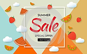 Summer sale template banner Vector background