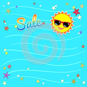 Summer sale template banner, vector illustration in colorful the