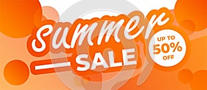 Summer sale template banner, vector illustration. orange background summer sale.