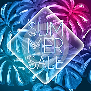 Summer sale tropical design with palm leaves