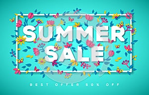 Summer Sale typography on blue background