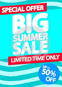 Summer Sale up to 50% off, poster design template, final season offer, discount banner, vector illustration