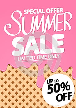 Summer Sale up to 50% off, poster design template, final season offer, discount banner, vector illustration