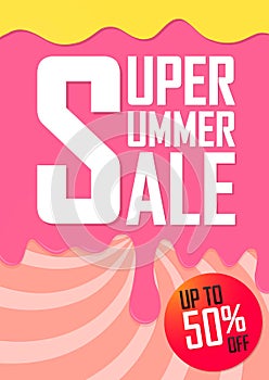 Summer Sale up to 50% off, poster design template, special season offer, discount banner, vector illustration