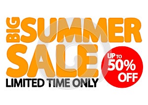 Summer Sale up to 50% off, poster design template, special season offer, discount banner, vector illustration