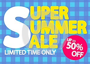 Summer Sale up to 50% off, poster design template, special season offer, discount banner, vector illustration