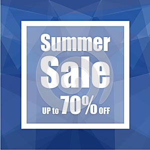 Summer Sale Up to 70% off with polygon abstract background style. design for a shop and sale banners.