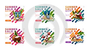 Summer sale, up to 70% off, large collection colorful clickable discount pop up in liquid modern style for your website photo