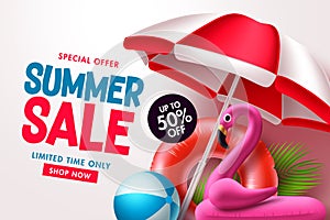 Summer sale vector banner design. Summer sale in white blank space for text with tropical elements