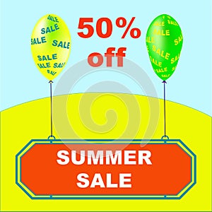 Summer Sale vector illustration. Holiday promotional design elem