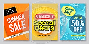 Summer sale vector web banner designs and special offers