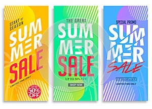 Summer Sale Vertical Pull Up Banner Set with Bright Vivid Gradient Background