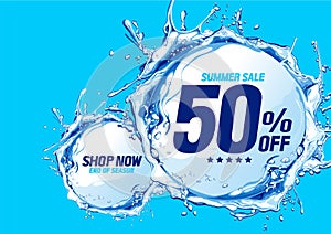 Summer sale with water waves circle 67