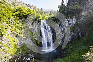 Summer in Sauth Deth Pish waterfall, Val D Aran, Spain photo