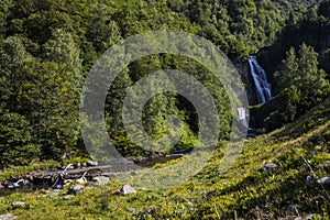 Summer in Sauth Deth Pish waterfall, Val D Aran, Spain