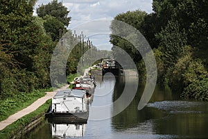 Summer scene at Cheshunt Lock on the River Lee Navigation in England.