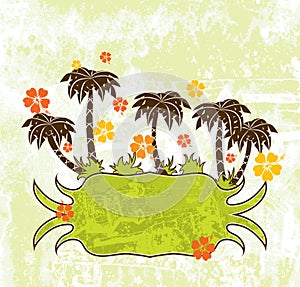 Summer scene, palms, vector