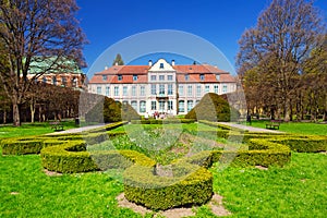 Summer scenery of Abbots Palace in Gdansk Oliwa