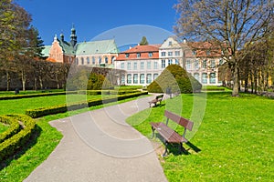 Summer scenery of Abbots Palace in Gdansk Oliwa