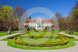 Summer scenery of Abbots Palace in Gdansk Oliwa