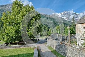 Summer scenery of the Alps. Macugnaga, important tourist resort, Italy