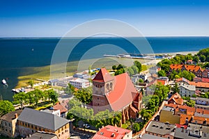 Summer scenery of the city of Puck at the Bay of Puck in summer, Poland