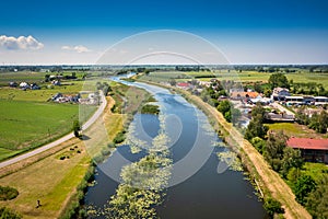 Summer scenery of Sztutowo by the Wisla Krolewiecka river, Pomerania. Poland