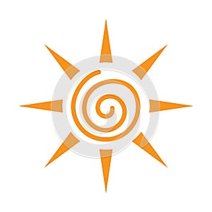 summer scribble sun line art color icon for apps or website