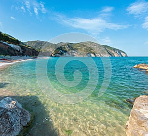 Summer sea beach Contrada Mattinatella, Gargano peninsula in Puglia, Italy