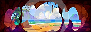 Summer sea beach landscape cave view background