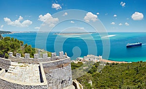 Summer sea coastal landscape of Nature Park Arrabida in Setubal, Portugal