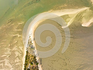 Summer sea nature background,Aerial view of texture sand water background,Sea surface ocean waves background,Top view beach