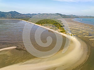 Summer sea nature background,Aerial view of texture sand water background,Sea surface ocean waves background,Top view beach