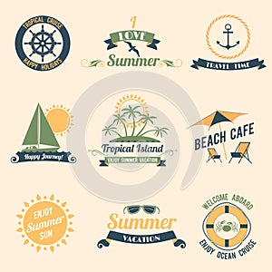 Summer sea retro labels vector design illustration