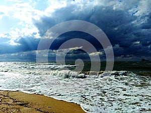 Summer sea storm and clouds photo