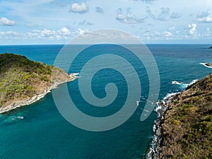 Summer sea waves nature background,Drone aerial view ocean background