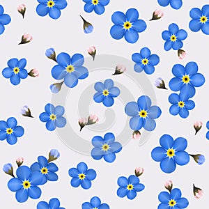 Summer seamless pattern with blue forget-me-nots