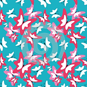 Summer seamless pattern with butterfly. vector photo