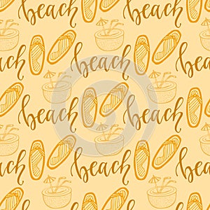 Summer seamless pattern with flip flops. For tropical decoration and wrapping design.