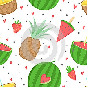 Summer seamless pattern with ice cream