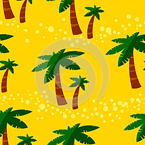 Summer seamless pattern with palms. Background with tropical plants.