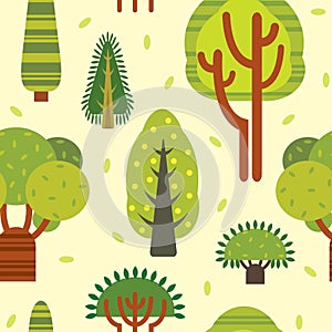 Summer seamless pattern with trees.