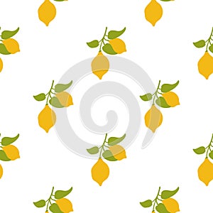 Summer seamless pattern with yellow lemons. Vector illustration