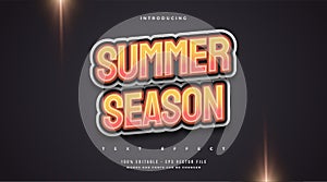 Summer Season Text with Cartoon Style in Orange Gradient. Editable Text Style Effect
