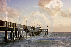 Summer serene scene with fishing pier