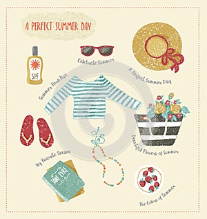 Summer set of clothes and accessories