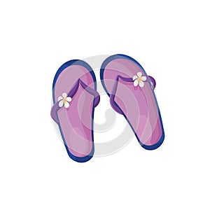 Summer shoes.Beach flip-flops, slates with a decorative flower.